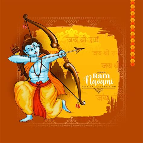 Free Vector Happy Ram Navami Hindu Festival Background With Lord Rama