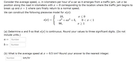 Solved Consider The Average Speed S In Kilometers Per Hour Chegg