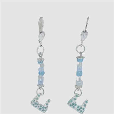 Handmade Jewelry Earring Blue Bra Bikini Top Charm Silver Blue Bead Sterling Hooks Poshmark