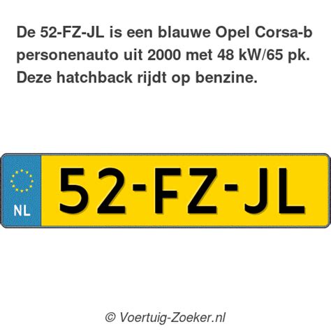 Kenteken 52 FZ JL Opel Corsa B Auto 52FZJL Voertuig Zoeker Nl