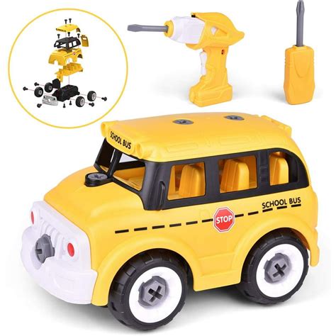 Take Apart Toy With Drill Tool Diy School Bus Stem Learning Toys For