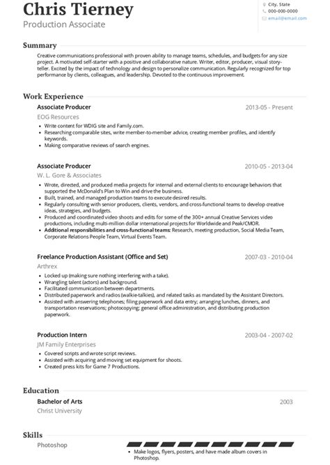 Production Associate Resume Samples And Templates Visualcv