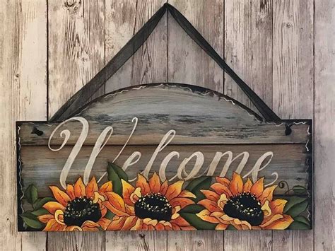 Sunflowers Welcome Sign Welcome Sunflowers Summer Decor Etsy