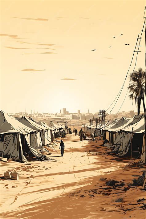 Premium Photo | Poster of Refugee Camp in Gaza Barren Desert Landscape ...