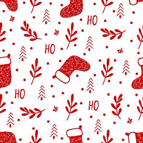 Ho Ho Christmas Wrapping Paper Seamless Red Christmas Pattern