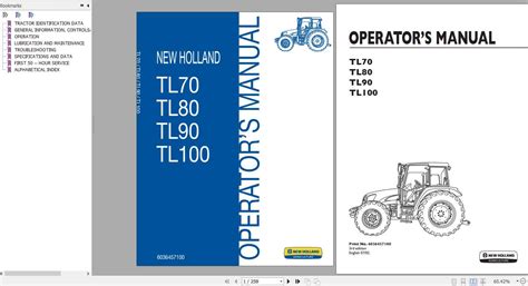 New Holland Tractor Tl70 Tl80 Tl90 Tl100 Operator Manual Auto Repair