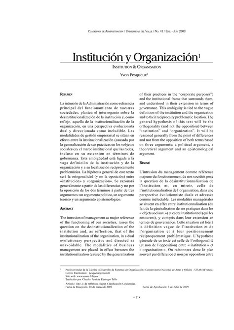 Pdf Institución Y Organización