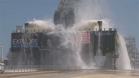 Nasa Conducts Successful Water Flow Test With Mobile Launcher Youtube