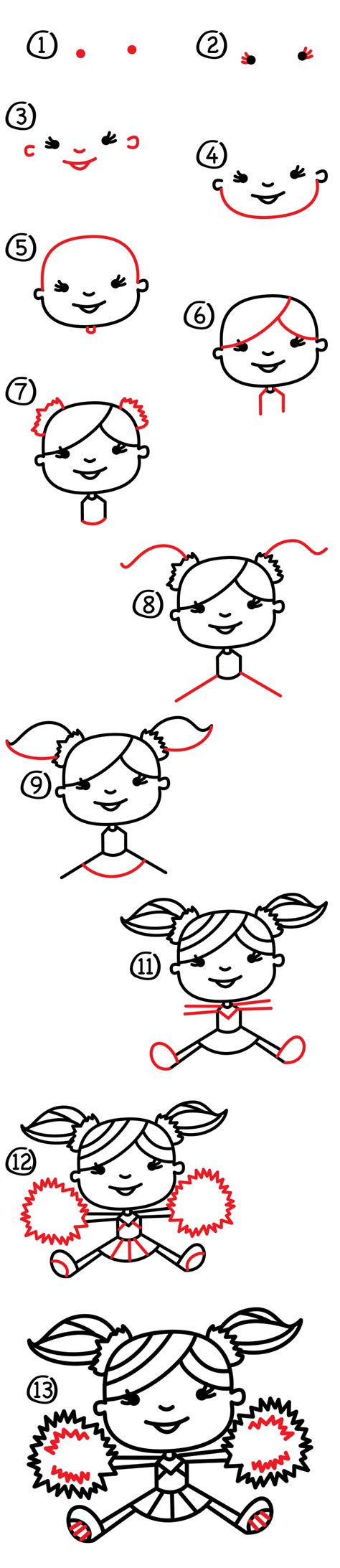 How To Draw A Cartoon Cheerleader - Art For Kids Hub