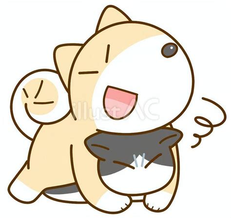 ぶち猫に抱きつく柴犬イラスト No 24526497｜無料イラスト・フリー素材なら「イラストac」