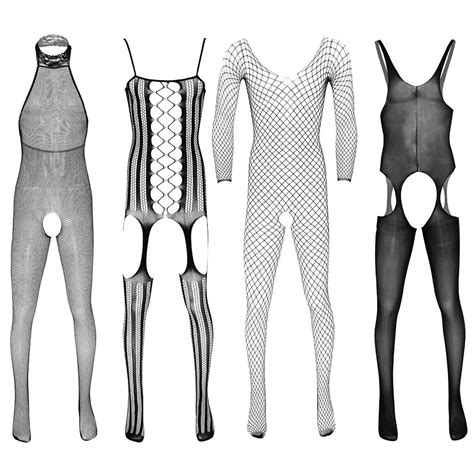 Mens Sheer Mesh Pantyhose See Through Bodysuit Stretchy Crotchless Body