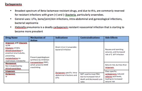 Idit Exam Carbapenems Nic Tan Flashcards Quizlet