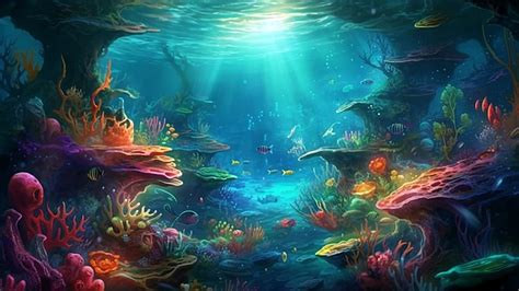 Underwater Fantasy Background, Seabed, Background, Underwater World ...