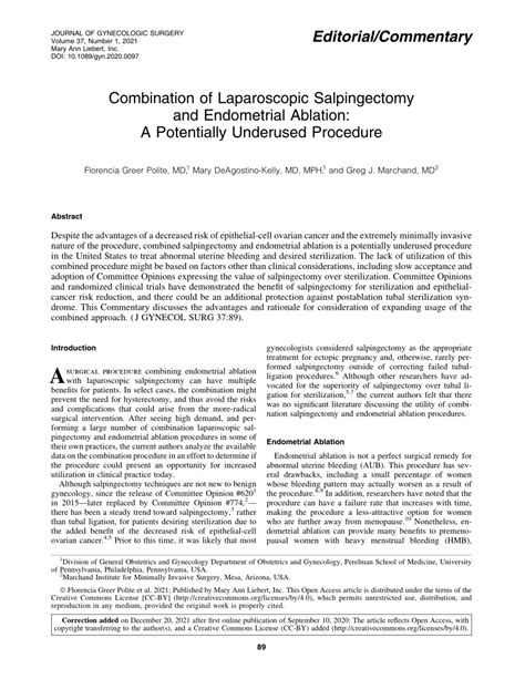 Pdf Combination Of Laparoscopic Salpingectomy And Endometrial