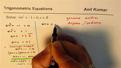 Sin 2x 1 0 Trigonometric Equation Without Gdc In Degrees Youtube