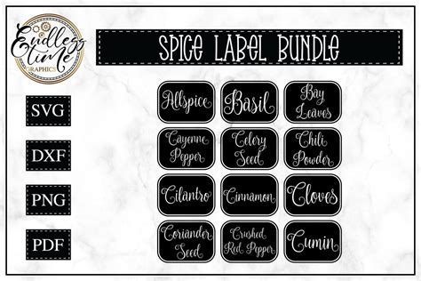 Spice Jar Label Svg Cut File Bundle