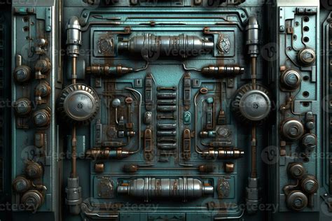 Futuristic Biomechanical Scifi Texture Wall Panel Switches And Rivets