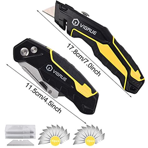 VIGRUE Utility Knife Box Cutter Heavy Duty Retractable For Cartons