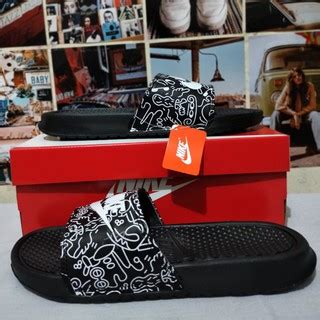 Jual Sandal Slop Nike Benassi Selop Hitam Polos Doodle Pria Wanita Cod