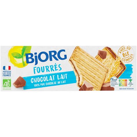 BJORG Biscuits fourrés au chocolat au lait bio chronodrive 225 g