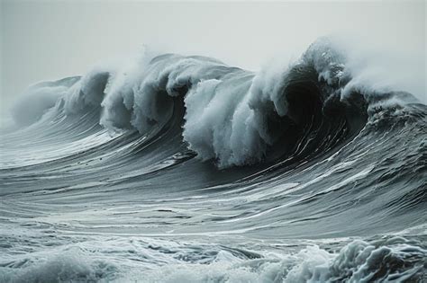 Uma onda poderosa bate no oceano criando uma exibição dramática de água