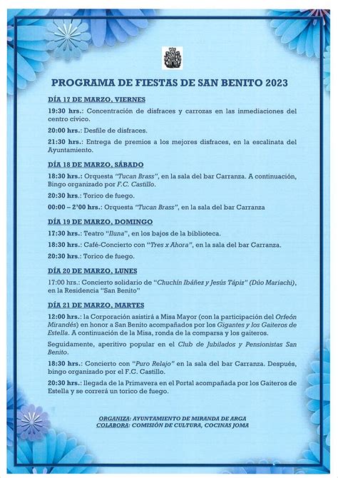 Ayuntamiento De Miranda De Arga Fiestas De San Benito