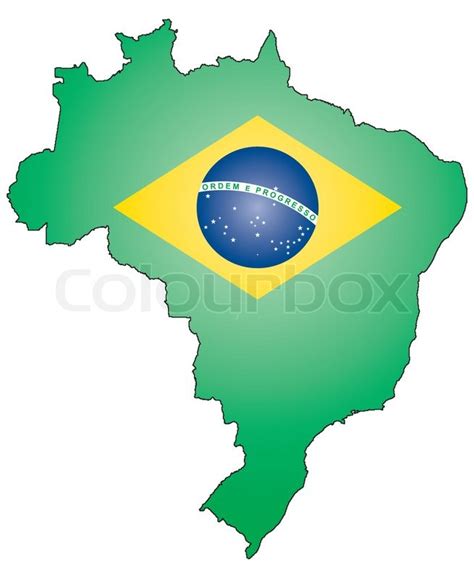 Outline of Brazil with state flag | Stock vector | Colourbox