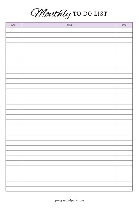 Printable To Do List Template