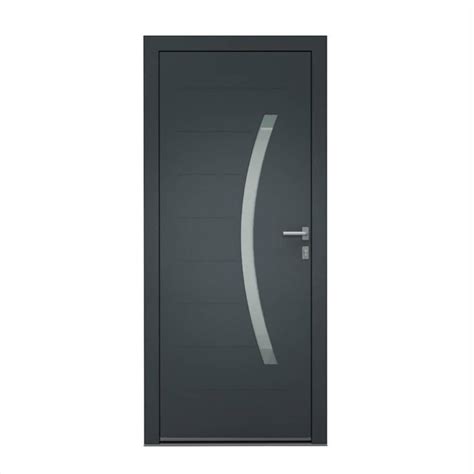 Porte d entrée Aluminium vitrée Abby H 215 x l 90 cm gris 7016