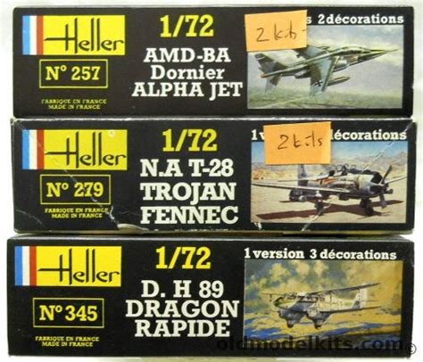 Heller 1 72 TWO AMD BA Dornier Alpha Jet TWO T 28 Trojan Fennec DH