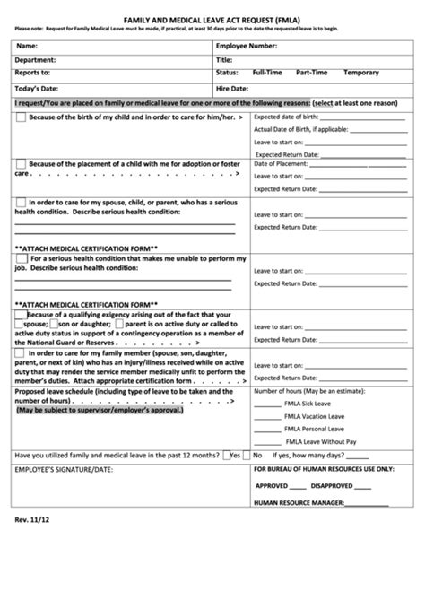 Printable Fmla Form Printable Forms Free Online