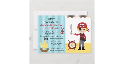 Pirate Ahoy Mates Birthday Party Invitation Boy | Zazzle