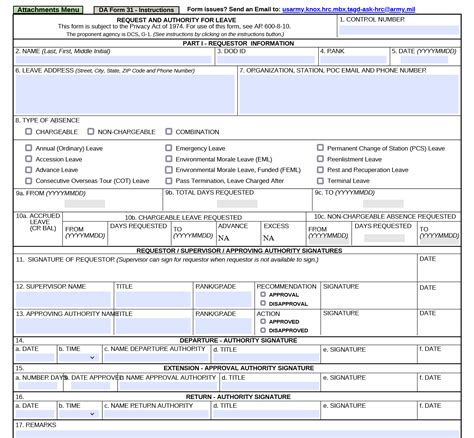 Leave Form Da 31 Fillable At Netnatashablog Blog