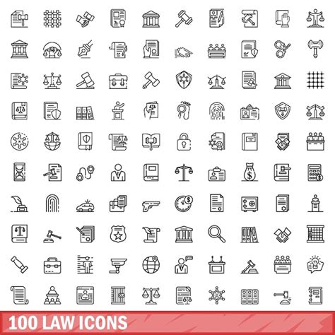 Premium Vector 100 Law Icons Set Outline Style