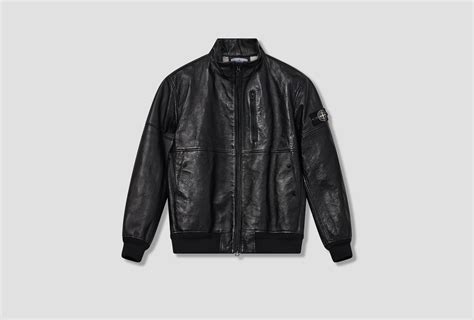 Stone Island Metal Lamina Leather Jacket 811500398 Black HarresØ