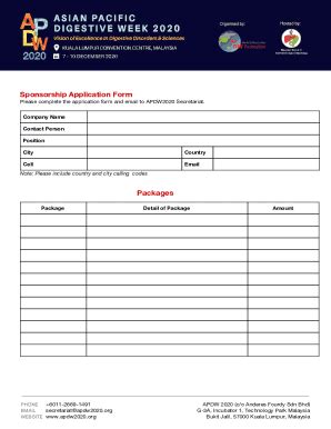 Fillable Online Sponsorship Application Form Packages Fax Email Print