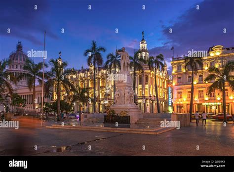 Parque Central With Statue Of Jose Marti During The Blue Hour With The