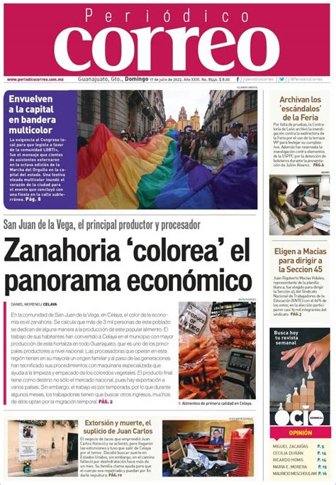 Periódico Correo El Diario Del Estado De Guanajuato México Periódicos De México Edición De