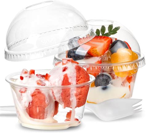 50 Pack 5 Oz Clear Plastic Dessert Cups With Dome Lids