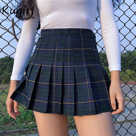 Harajuku Tartan Pink Women Skirt Sexy Plaid Pleated Skirts Fashion Mini