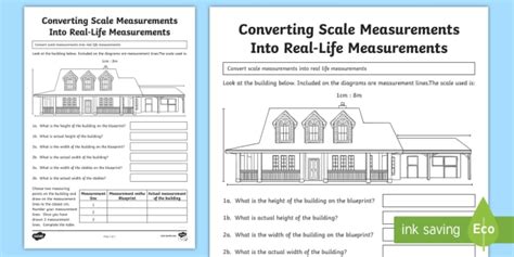 Converting Scale Measurements Into Real Life Measurements 2 Worksheet