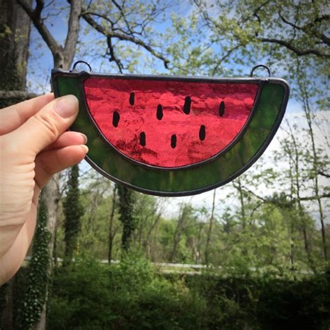 Stained Glass Watermelon Suncatcher Etsy