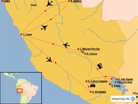 Stepmap Peru Rundreise Landkarte F R Peru