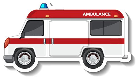 Sticker design with side view of ambulance car isolated 4342708 Vector Art at Vecteezy