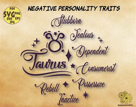 Taurus Svg, Taurus Positive and Negative Personality Traits Svg File
