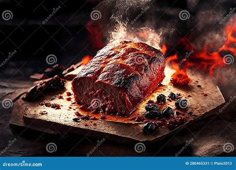 Beef Background Wooden Meat Grill Steak Dark Fried Food Raw Red