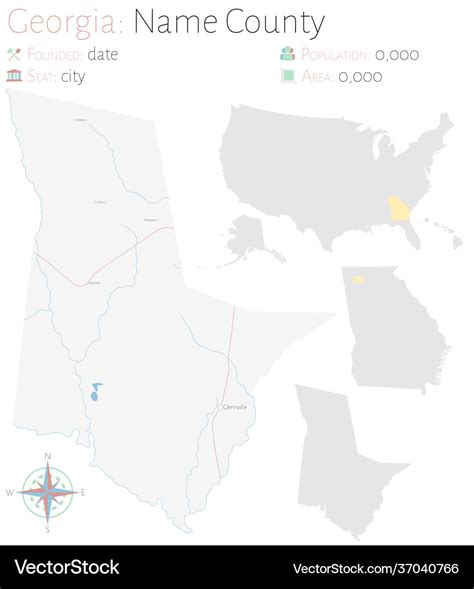 Map tattnall county in georgia Royalty Free Vector Image