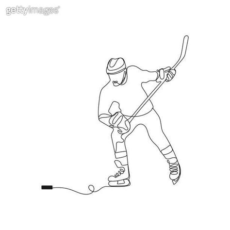 Ice Hockey Player Line Art Drawing 이미지 1645922667 게티이미지뱅크