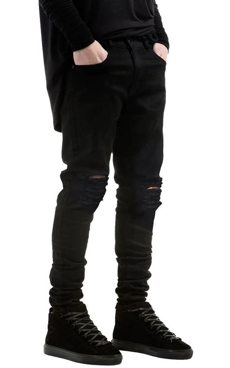 Buy 2016 New Black Ripped Jeans Men With Holes Super