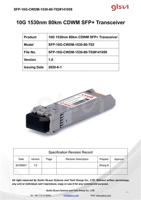 Sfp G Cwdm Nm Km Transceiver Module Pdf